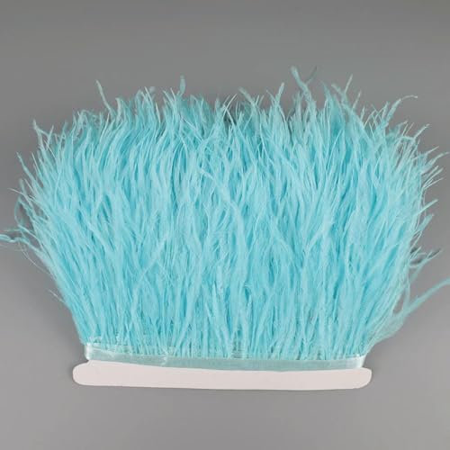 Flecos de plumas de avestruz 2 m 55 colores seleccionados Ropa Costura Manualidades Vestido con cinta de plumas esponjosas - 43 turquesa claro - 6 metros