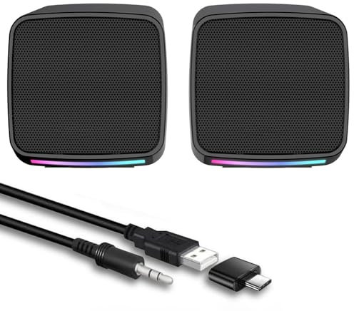 INGONEON Mini PC Speakers for Desktop,Desktop Speakers,Small Computer Speaker USB Powered 3.5mm Aux Speaker for PC,Laptop,Tablet