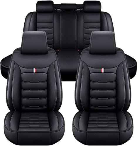WSYLJX Auto Sitzbezüge für Audi Q5 FY SUV 2017 2018 2019 2020, Leder Autositzbezüge Sets Wasserdicht Sitzschoner Schonbezüge Innenraum Zubehör,Black