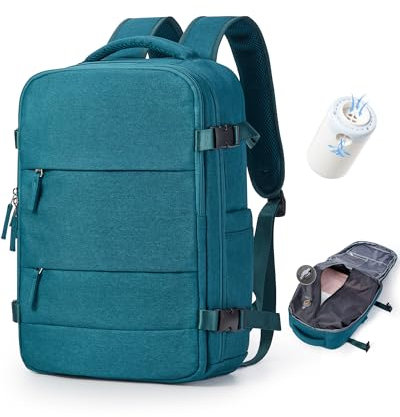 BJLFS Sac à dos sous vide avec pompe Ryanair Wizzair 40x30x20 Femme Sac Cabine Avion 40x30x20 pour Ryanair Bagage Cabine 45x36x20 Easyjet Bagage à Main Sac pour Ordinateur Portable Homme Bleu paon