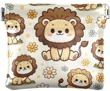 Kleingeldbörse mit Cartoon-Motiv Little Lion Daisy Squeeze Coin Purse Pouch Change Holder PU Leather Mini Wallet Coin Pocket for Women Girls Men