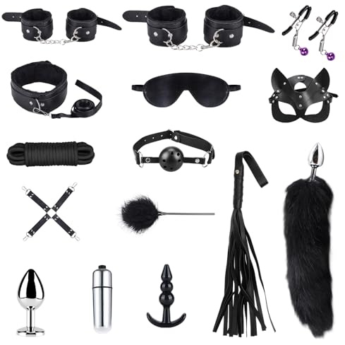 Ninonly Kit BDSM 15 Piezas para Principiantes Negro