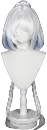 Cosplay Perücke Genshin Impact Mualani Blau Weiße Farbverlauf mehrlagige Haar Perücken Hitze beständige Faser Haar Cosplay Wig