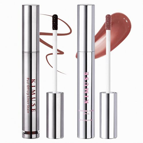 KIMUSE Lip Stain Peel Off & Lip Oil Set, Langanhaltend & Wasserfest | 2-in-1 Lippen-Duo: Abziehbare Farbe Plus Glänzendes Öl mit Vitamin E & Jojobaöl, Hydratisiert & Glättet, Vegane Formel