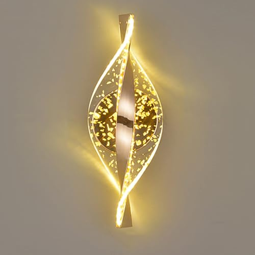 OOWDMPE 12W LED Wandlampe Innen Gold Wandleuchte Modern Design Kristall Lampe Dimmbar Nachttischlampe Wand 3000K/4000K/6000K Deko Wandbeleuchtung Art Deco für Schlafzimmer Wohnzimmer Hotel Flur (C)