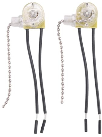 VIOPDER Interruptor de Luz de Ventilador de Techo ZE-109 Interruptor de Luz de Dos Cables con Cables de TraccióN para LáMparas de Ventiladores de Techo 2 Piezas de Plata