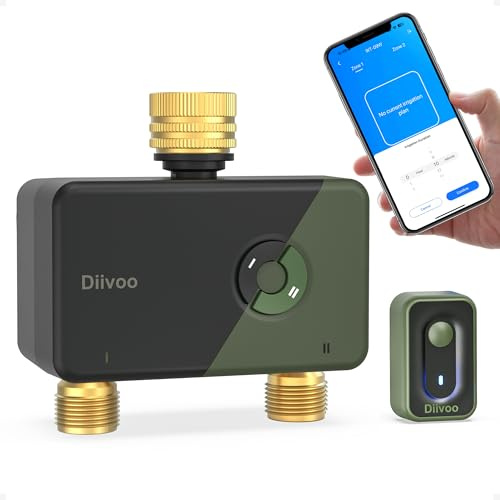 Diivoo WiFi Sprinkler Timer 2 Zone, Brass Garden Hose/Tap Timer