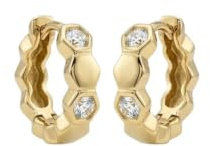 Suzan Gold® 925 Sterling Silber Creolen Damen Hexagon Zirkonia Ohrringe elegant modern wasserfest nickelfrei Geschenk Hexagon Crystal Hoop Earrings hochwertig