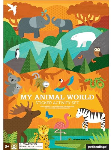 Petit Collage PTC123 Sticker Activity Set-My Animal World, Multi Coloured