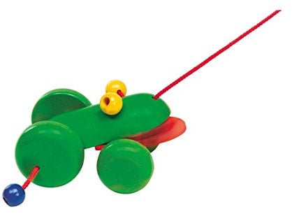 Selecta 62033 Ranolo, Nachzieh Frosch, Schiebe-und Nachziehspielzeug aus Holz, 11 cm