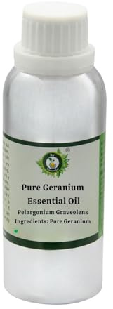 R V Essential Huile essentielle de géranium pur 1250ml (42oz) - Pelargonium Graveolens (100% Pur et naturelle Distillée vapeur) Pure Geranium Essential Oil