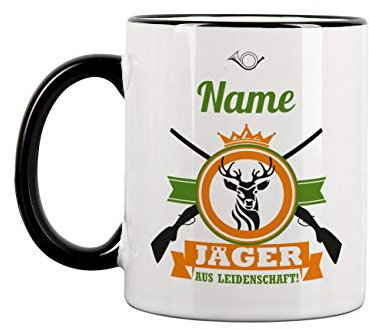 Herz & Heim® Personalisierte Tasse mit Namen für Jäger