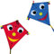 CIM Drachenset - Happy Eddy [ 2 STÜCK Blue/red ] - Einleiner Drachen für Kinder ab 3 Jahren - Abmessung: 67x70cm - inkl. 80m Drachenschnur und Schleifenschwanz
