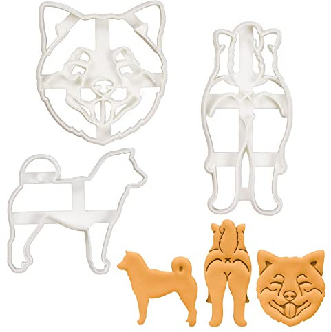 3er Set Shiba Inu Ausstechformen (Formen: Silhoutte, Hintern, Gesicht), 3 Teil