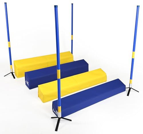 Callieway® Agility Soft-Weitsprung SOSPIRI - FCI konform (gelb/blau) inkl. 4 Ecksteher (blau)
