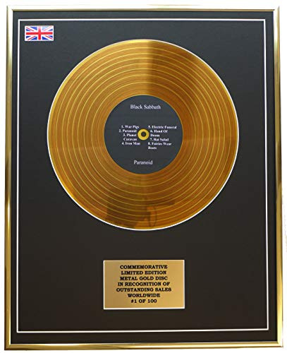 BLACK SABBATH - PARANOID METAL GOLD RECORD DISPLAY COMMEMORATIVE LTD EDITION