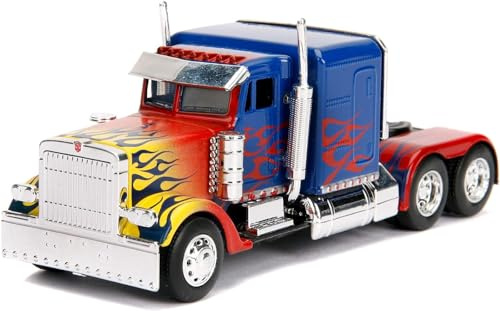 Jada Toys Transformers T1 Optimus Prime, Spielzeugauto aus Die-cast, Auto, Maßstab 1:32, rot/blau