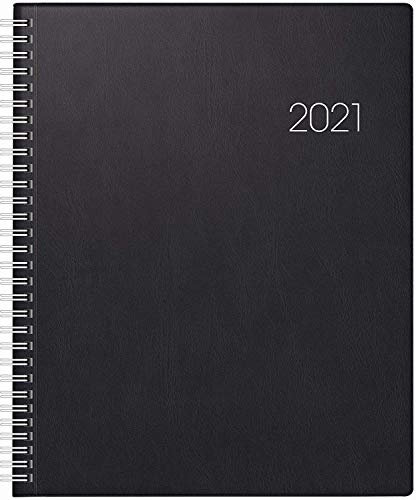BRUNNEN 1076101901 Buchkalender Manager Wt 7 - weektimer, 2 Seiten = 1 Woche, 21 x 26 cm, Kunststoff-Einband schwarz, Kalendarium 2021, Wire-O-Bindung