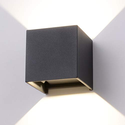 Midore Wandleuchte Innen Aussen 12W LED-COB Wandlampe Up Down Einstellbarer Lichtstrahl IP65 Modern Aluminium Wandbeleuchtung für Flure/Balkone/Wohnzimmer 4000K