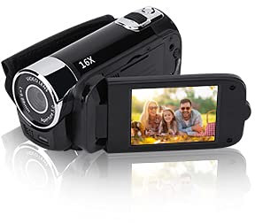 Goshyda Videocámara Digital, portátil 2.7inch 270 ° Rotación 720p 16 Veces Zoom Digital Cámara de Video DV para Uso doméstico/Viajes(Negro)