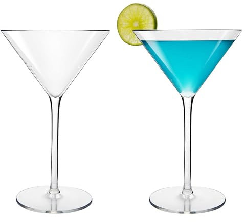 COOKY.D Copas de vino de cóctel Martini irrompibles, de plástico Tritan, perfectas para el hogar, fiestas y restaurante, aptas para lavavajillas, 260 ml, juego de 2