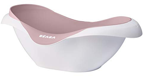 BÉABA, Baignoire pour Bébé, Antidérapante et Confort, Made in France, Matière Souple et Douce, Multifonction, Ergonomique, Bouchon de vidange, Camélé'O, Vieux rose