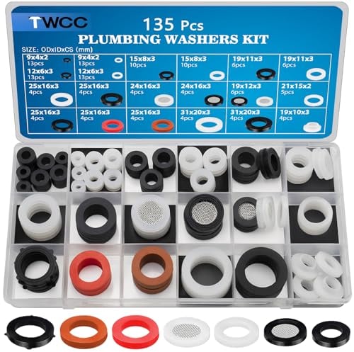 ZDBB 135 PCS Plumbing Rubber Washers Assorted Kit and Flat Silicone Gasket Assortment Set with Screen Filter for Faucet Shower Head Washers Garden Hose O Ring Hot Water Pipe Seals Replace