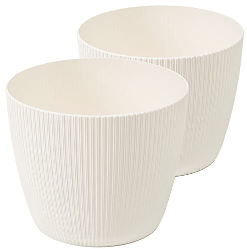 Tymar Blumentopf, 2er-Pack, Runde Form, Übertopf ((2pack) Creme, ø 13,5 cm)