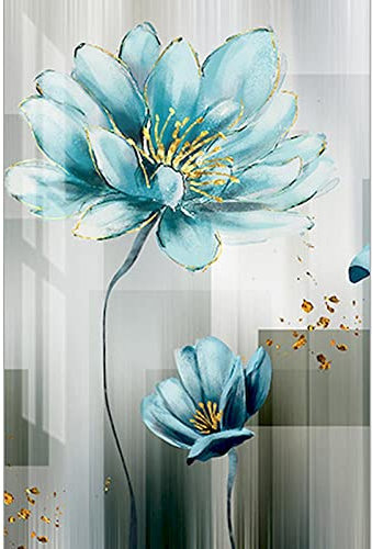 shiliwang Malen Nach Zahlen Kitsblaue Blume Diy Ölgemälde Nach Zahlen Leinwand Malerei Kits Ausmalen Nach Zahlen Handgemalte Wandbilder Für Wohnzimmer Diy