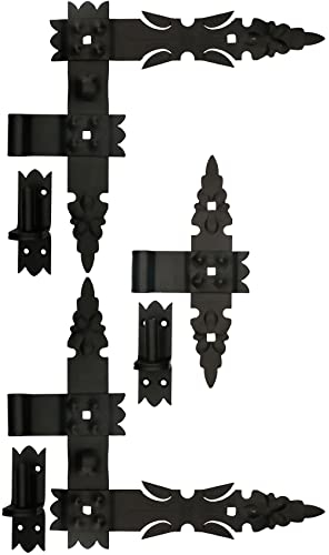 KOTARBAU® Winkelband Geschmiedet 300x300 mm Satz 2x Scharnier + Kloben und Mittelband Komplet Satz für Pforten