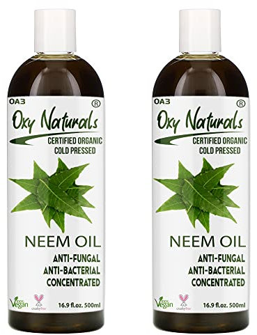 Oxy Naturals Neem Oil 1 Litre – Cold Pressed, Virgin, and Unrefined | 100% Pure & Natural for Skin, Hair, and Garden Care | 500 ml (Pack of 2)
