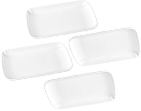 UPKOCH Lebensmittel- Servierschalen Keramikplatten: Rechteckige Dessert- Platten- Gerichte Sushi Frühstücksservice- Tablett 4Pcs