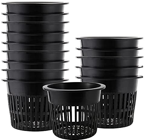 JOIKIT 50 Stück 12,7 cm Kunststoff-Netztöpfe, Hydrokultur-Wachstumsnetz, Garten, Schlitz-Netzbecher für Hydrokultur, Aquaponik, Orchideen, schwarz