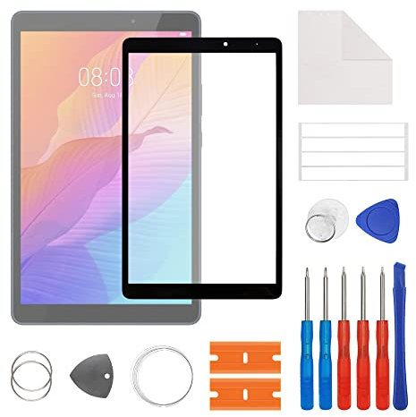 SwarKing Display Glass Front Glass Outer Screen Lens Replacement Compatible with Huawei MatePad T 8 8.0 Inch (Black) with Repair Kit