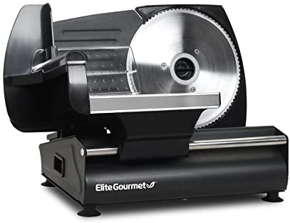 Elite Gourmet EMT-625B## Ultimate Precision Electric Deli Food Meat Slicer Removable Stainless Steel Blade, Adjustable Thickness, Ideal for Cold Cuts, Hard Cheese, Vegetables & Bread, 7.5”, Black