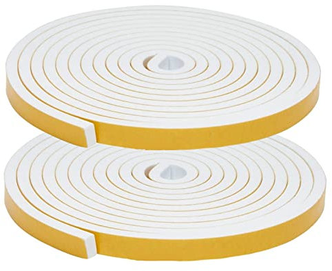 wordmouk Cinta Selladora de Espuma 12x6mm Tira de Sellado Junta, Cinta adhesiva de espuma autoadhesiva, cinta aislante para puertas y ventanas, anticolisión, insonorización, ongitud total 8m, blanco