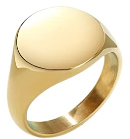 Beydodo Edelstahl Ringe Partner mit Gravur, Damen Ring Siegelring 14MM Poliert Freundschaftsring Gold für Frauen Gr.52 (16.6)