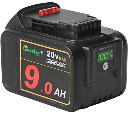 waitley - Batterie lithium-ion 20 V max 9 Ah compatible avec les outils de la série DEWALT XR DCB200 DCB204 DCB205 DCB206 DCB209 DCD/DCF/DCG avec indicateur LED