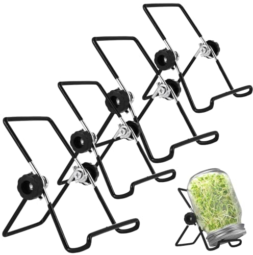 Sprossenständer für Einmachgläser, 4 Stück – Sprossen-Set, 4 Einmachglashalter für breite und normale Öffnung, Edelstahl-Ständer-Set zum Anbau von Sprossen