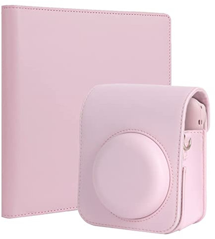 Crefotu Tasche Hülle mit 256 Taschen Fotoalbum für für Fujifilm Instax Mini 12 Sofortbildkamera (Rosa)