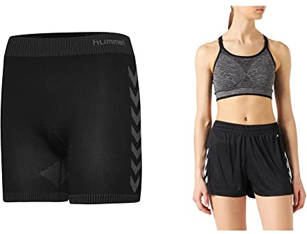 hummel Damen First Seamless Short Tights, Schwarz, M-L EU & Damen Hmlcore Xk Poly Vrouw Shorts, Schwarz, M EU