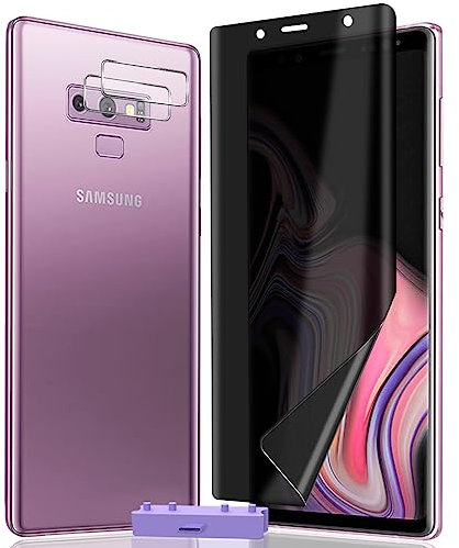 AnnhanT Protection pour Samsung Galaxy Note 9 Protection d'écran en Flexible TPU Anti Espion 1 Pcs + Galaxy Note 9 Verre Trempé Protection d'objectif 2 Pcs. Facile à Installer, Confidentialité