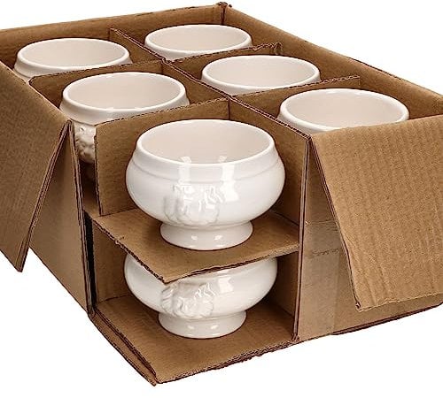 MamboCat LEO Lot de 12 terrines tête de lion I Petit – 250 ml I Pour 12 personnes I Tasses à soupe blanches 0,25 l I Soupe avec têtes de lion I Bol à soupe pour mariage et soupe aux pois ou aux