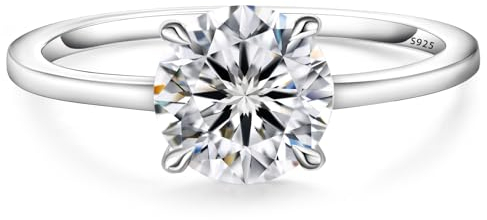 KRKC&CO Verlobungsring Damen Moissanite, 2 Karat Diamantring Solitärring, Ring Silber 925 Damen Weißgold, VVS1 D Farbe, Weihnachten Neujahr Geburtstag Geschenk für Frauen, 53 (16,9)