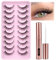 Wispy False Eyelashes with Eyelash Glue Cat Eye Lashes Natural Look 10 Pairs Reusable Eyelashes 3D Fake Strip Lashes with 5ML Lash Glue