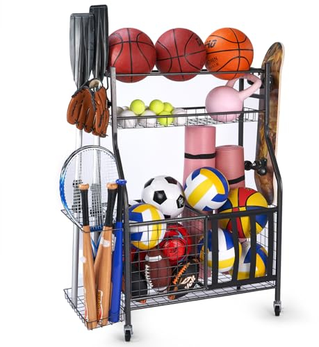 Garage Lagerung von Sportgeräten, Ballaufbewahrungsregale, Spielzeug für den Innen- und Außenbereich Sportgeräte-Organizer, Lagerung von Sportgeräten