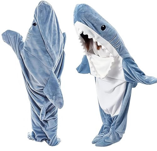 Hai Hoodie Decke Zum Anziehen Hai Decke Kostüm Shark Schwanz Anzug Super Weich Hai Schlafsack Blanket Tragbare Snug Rug Kinder Blanket Hoodie