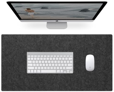 Filz-Schreibtischunterlage, groß, für Büro, Zuhause, rutschfeste Schreibtischunterlage, schützende Schreibtischunterlage, große Laptop-Matte, erweitertes Mauspad, Tastaturunterlage (Schwarz, 70 x 30