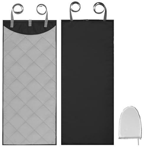 Over The Door Vertical Steamboard Press Pad with Steamer Glove,115×48cm Heat-resistant Over the Door Steamer Pad, Over the Door Vertical Ironing Mat, Portable Over Door Clothes Steamer Pad for Travel