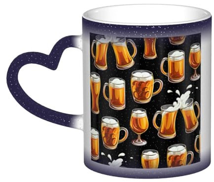 FUkker Mug, Ceramic Color Changing Coffee Mug Tea Cup for Kitchen Restaurant Office,330ml,Beer Glass